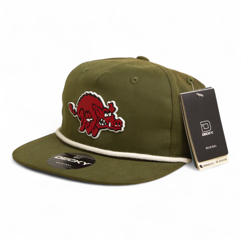 Arkansas Razorbacks 1970’s Classic 3d Classic Rope Hat- Olive/ White